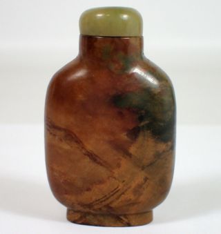 Rare Antique Vtg Chinese Hand Carved Russet Olive Jade Agate Stone Snuff Bottle