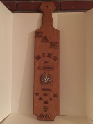 Sae Sigma Alpha Epsilon Fraternity Paddle,  Wood Paddle,  Vintage Fraternity Gear