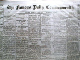 5 Rare 1870 - 1888 Wild West Newspapers Topeka Kansas - 140 Yrs Old