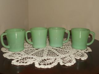 4 Vintage Fire King Jadeite Jadite Oven Ware D Handle Mugs Coffee Cups Mugs