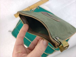 4x Vintage Tall Money Bags - Bank US Cash Coin Deposit Zipper Green Canvas Purse 3