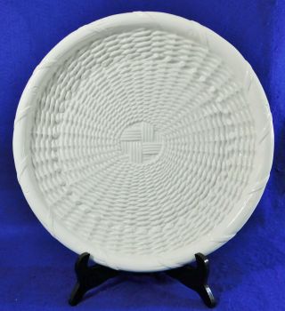 Large Vintage Tiffany & Co.  Italy 15 " White Basket Weave Serving Platter Plate