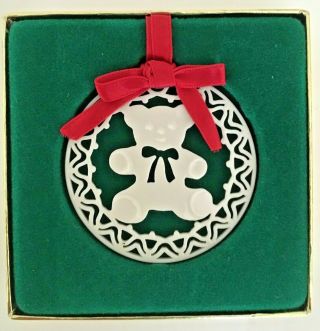 Vintage Lenox Yuletide Teddy Bear Christmas Ornament - -