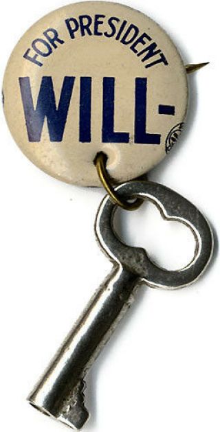 Classic 1940 Wendell Willkie Rebus Button W/ Key (4194)