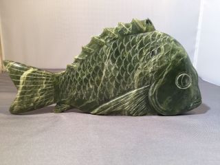 Antique Chinese Carved Jade Large Fish 8 "