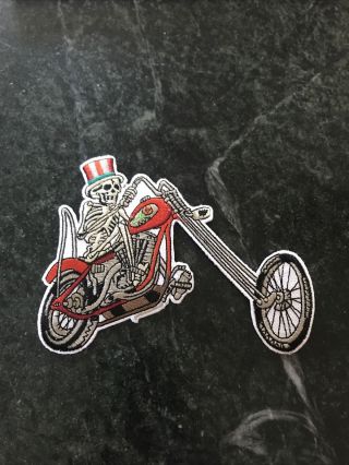 Grateful Dead Patch Rare Vtg 5” Jerry Garcia Skeleton Chopper Iron On Uncle Sam