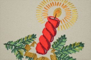 The Regality Of Christmas N Wool Vintage German Hand Emb Long Runner Tablecloth