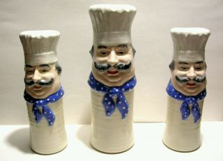 Real Vintage Sittre Ceramic Cook Chef Figurines Salt Pepper Cheese Shakers 1995