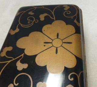 E644: Japanese FUBAKO letter box of really old lacquer ware with crest MAKIE 3