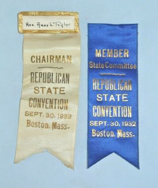 1932 Massachusetts Republican State Convention Identification Ribbons
