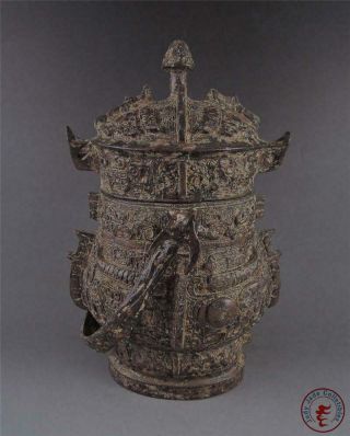 Very Large Old Chinese Bronze Made Vase Statue Pot Collectibles W/ Cover