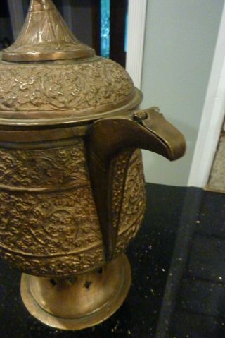 FANTASTIC ANTIQUE MIDDLE EASTERN DALLAH COFFEE POT - COPPER BRASS 3