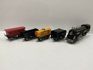 Vintage Cragstan Tin Battery Operated Steam Locomotive Freight Train Set OB 3