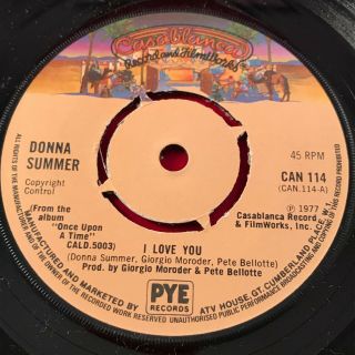 Donna Summer I Love You 1977 Uk 7 " Vinyl Single