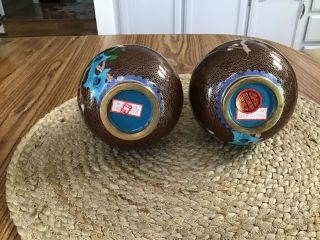 PAIR/ANTIQUE CHINESE ENAMELED CLOISONNE VASES,  BROWN w/FLOWERS 3