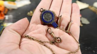 American Legion Watch Fob And Chain For York Convention Buffalo 1934 40/8