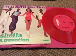 Sheila B Devotion: You Light My Fire/gimme Your Loving.  7” Record 45 Red Vinyl