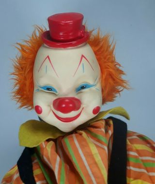 Vintage Gund Rubber Face Clown Doll Plush Rare Mischievous Smile