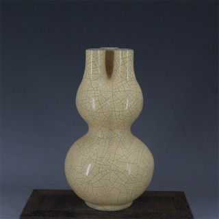 Rare Chinese Song Dynasty Ge Kiln Porcelain Calabash Vase