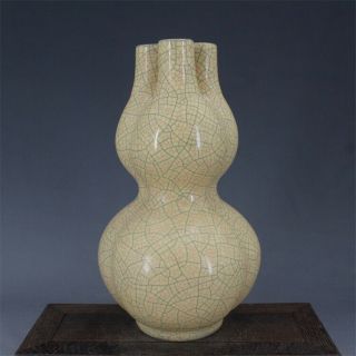 Rare Chinese Song Dynasty Ge Kiln Porcelain Calabash Vase 2