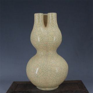 Rare Chinese Song Dynasty Ge Kiln Porcelain Calabash Vase 3