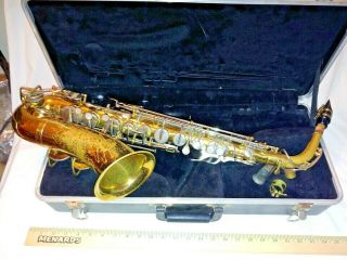 Vintage The Martin Indiana Alto Saxophone W/ Case Elkhart 2nd Series Piece Wow