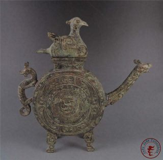 Very Large Fine Old Chinese Bronze Made Vase Statue Tea Pot Collectibles