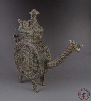 Very Large Fine Old Chinese Bronze Made Vase Statue Tea Pot Collectibles 2