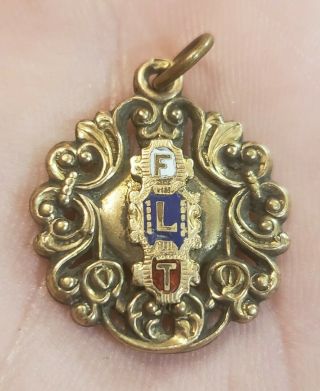 Rare Early 1900s Gold Tone Ioof Odd Fellows Flt Double Sided Pendant Charm Medal