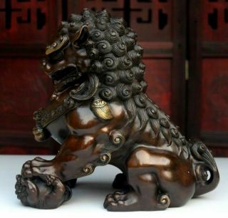 Pair Feng Shui Chinese Classical Bronze Lion Statue Evil Guardian Door Fu Foo 3