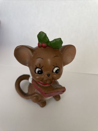 Vintage Josef Originals Ceramic Figurine Brown Mouse Christmas Carols