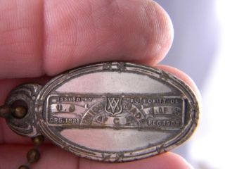 Antique Vintage Union Carpenter Key Chain Fob,  W/ Beaded Chain,  Joiners America 2
