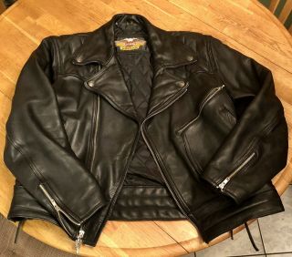 Vintage Official Harley Davidson Leather Motorcycle Jacket Lace Up Men’s Size 44