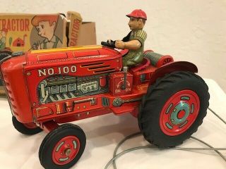 Vintage Tin Farm Tractor Electric remote control - Made in Japan by Modern Toys 2