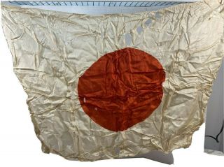 Japanese Vintage Red Circle Flag 28 " X 22 " Size,  W/ Rips & Holes