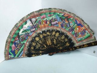 Antique Chinese Painted 1000 Faces Fan - 19th Century -