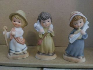 Set Of 3 Vintage Enesco E2427 Porcelain Young Girls Figurines