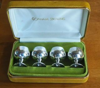 4 Vintage Gorham Sterling Silver Brandy Snifters Liquor Shot Glass In Case