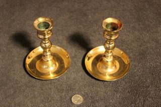 Set Of 2 Small Baldwin Brass Candle Holders 4 3/4 " Tall Forged In America