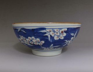 Old Rare Chinese Blue And White Porcelain Bowl With Kangxi Mark (e19)