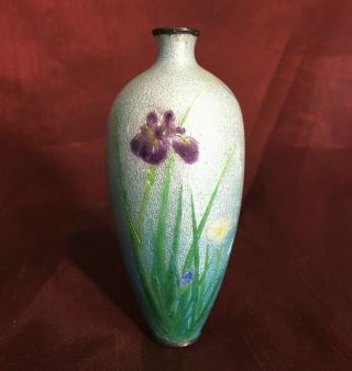 Japanese Meji Period Ginbari Cloisonne Enamel Vase 10.  5cm Af