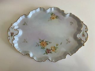 Vintage Hand Painted Tray With Floral Design,  Signed