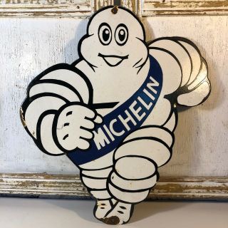 Vintage Porcelain Michelin Tires Sign Service Station Gas Oil