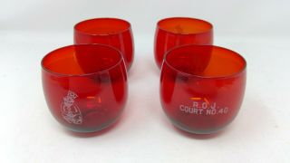 Vintage Royal Order Of Jesters - Mirth Is King Red Roly Poly Glasses - Set Of 4