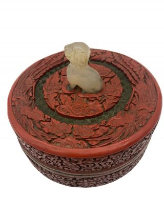 Antique Chinese Carved Cinnabar Red Lacquer Box 19/20th C.