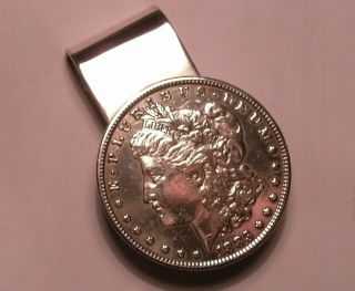 Vtg.  1883 Morgan Dollar Sterling Silver Money Clip 47 Grams
