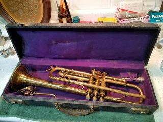 Vintage 1915 King Liberty Trumpet By H.  N.  White Co.  W/7c & Case