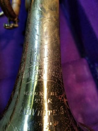 Vintage 1915 King Liberty Trumpet by H.  N.  White Co.  W/7C & case 3