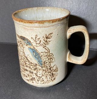 Vintage Dunoon Blue Bird Mug Cup Ceramics Stoneware Made In Scotland.