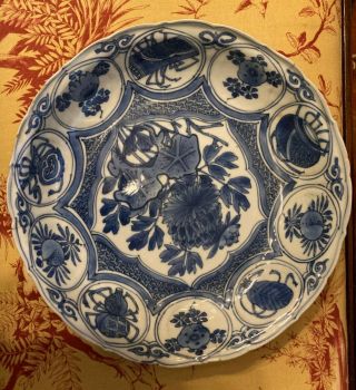 Japanese Kraak Ware Bowl Circa 1620 Floral / Sacred Carl Crossman Provenance